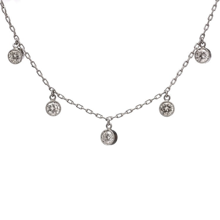 1ct Diamond Five Stone Fringe Necklace