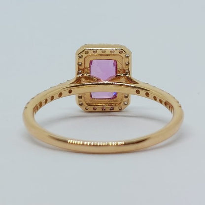 1ct Pink Sapphire and Diamond Rectangular Cluster Ring