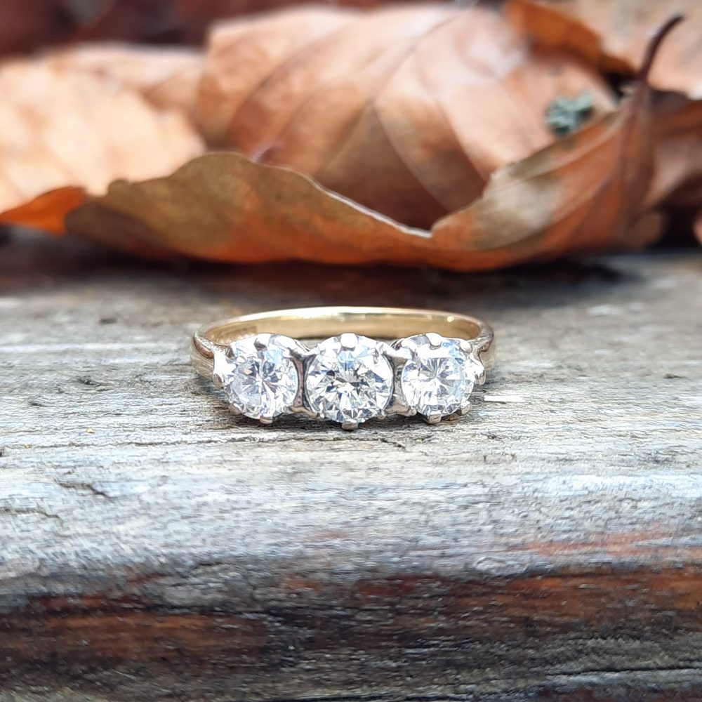 Vintage Diamond Three Stone Ring, 1.00 carat total