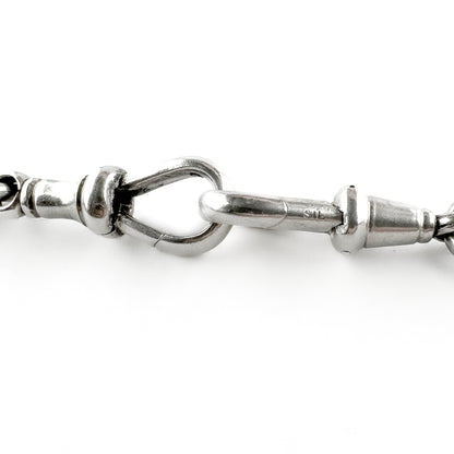 Edwardian Antique Silver Trombone Link Albert Chain Necklace