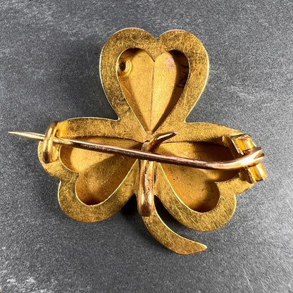 French Natural Pearl and 18ct Yellow Gold Clover Pendant come Brooch