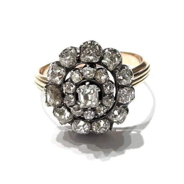 Georgian Antique Georgian Diamond Cluster Engagement Ring, 3.50 carats