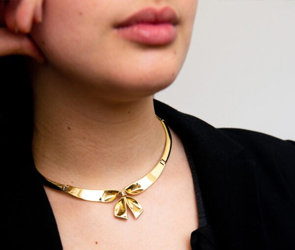 Vintage French 18ct Gold Bow Necklace