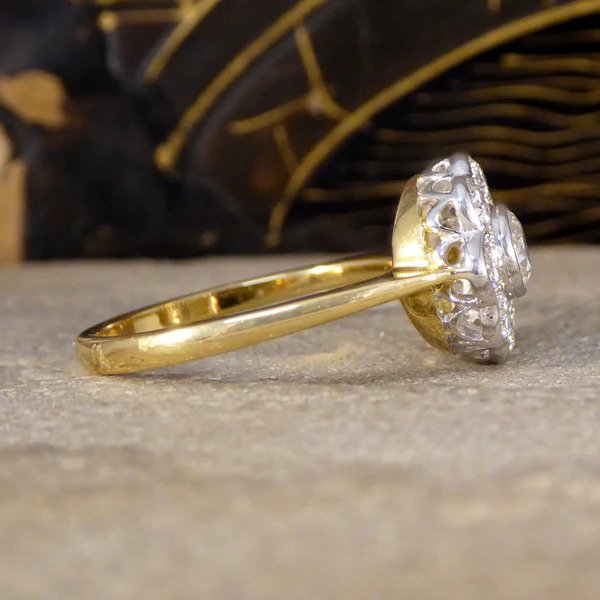 Vintage Daisy Diamond Bezel Set Cluster Ring, 0.91 carat total