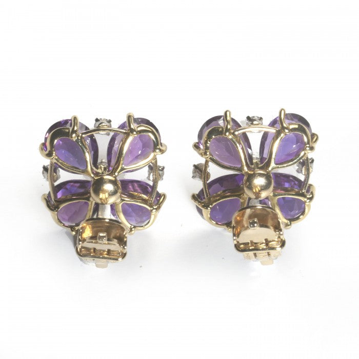 Tiffany and Co Amethyst and Diamond Four Leaf Clover Earrings