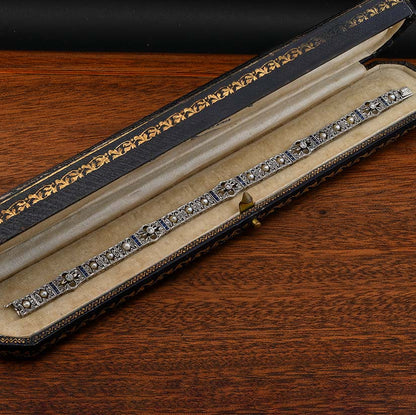 Edwardian Antique Natural Pearl Diamond and Sapphire Filigree Bracelet