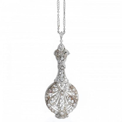 Antique Belle Epoque Diamond and Platinum Lorgnettes Pendant Necklace