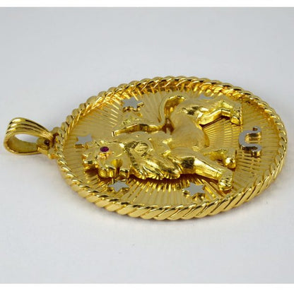 French 18ct Yellow Gold Zodiac Leo Pendant Charm