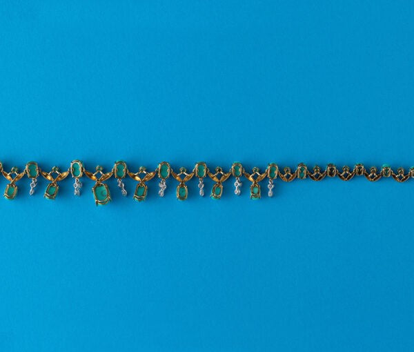 Vintage Turquoise, Diamond and Enamel Fringe Necklace, Circa 1960