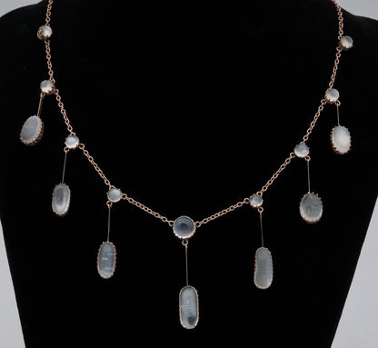 Antique Victorian 23ct Moonstone Fringe Necklace