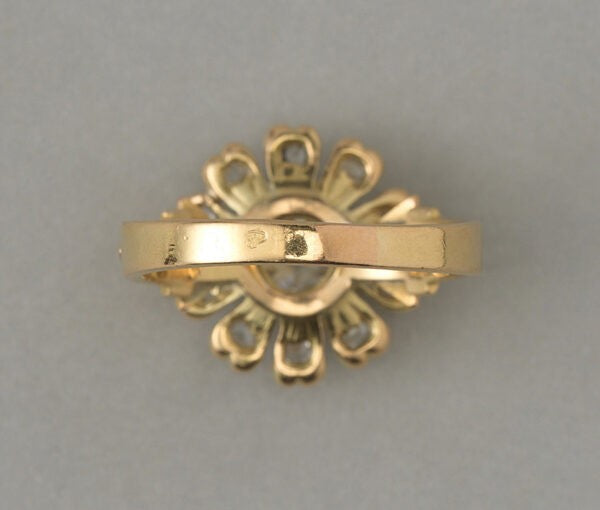 Antique Edwardian Old Cut Diamond Flower Ring, 1.07 carats