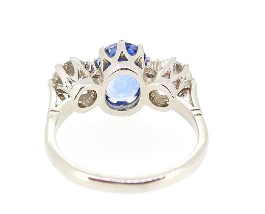 Sapphire and Diamond Trilogy Ring, 3.75 carat total, 18ct White Gold