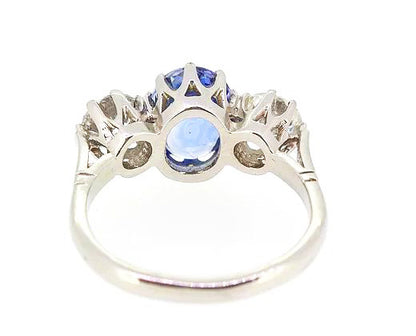Sapphire and Diamond Trilogy Ring, 3.75 carat total, 18ct White Gold