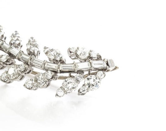 Old Cut Diamond and Platinum Spray Brooch, 5.80 carats