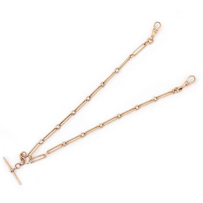 Antique 9ct Yellow Gold Trombone Link Albert Watch Chain Necklace