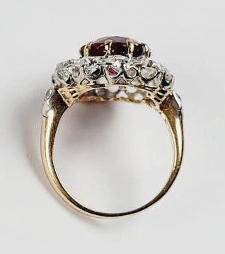 Antique 2.80ct Ruby and Diamond Cluster Ring