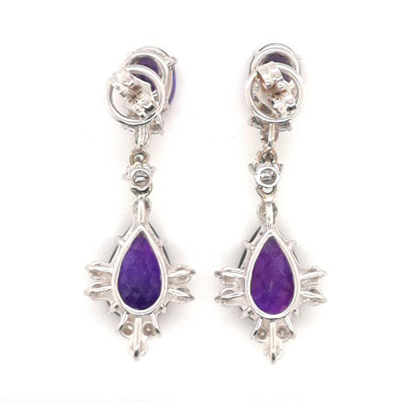 Vintage 6.65ct Amethyst and Diamond Drop Earrings