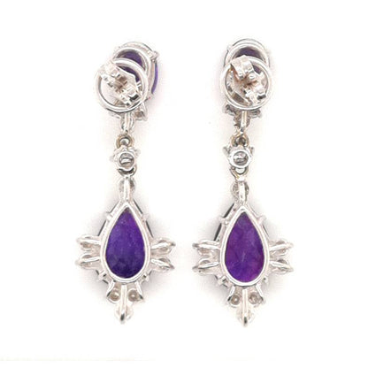 Vintage 6.65ct Amethyst and Diamond Drop Earrings