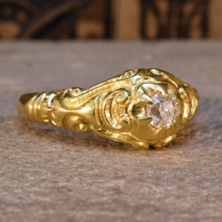 Antique Victorian Old Cut Diamond Gypsy Ring, 0.40ct, 18ct Yellow Gold