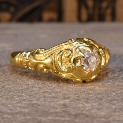 Antique Victorian Old Cut Diamond Gypsy Ring, 0.40ct, 18ct Yellow Gold