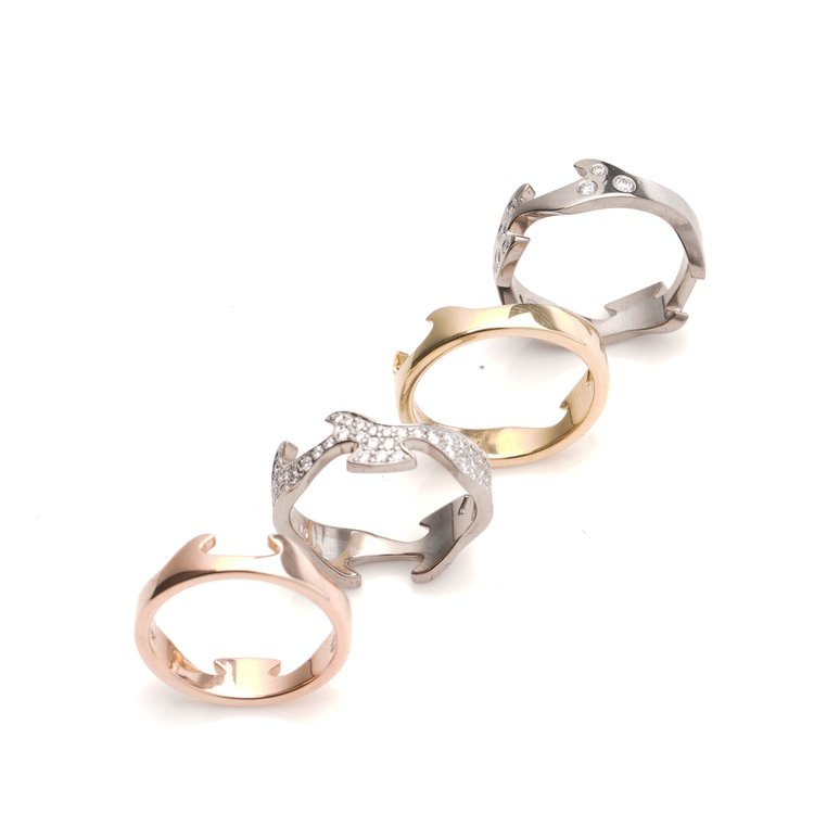 Georg Jensen Fusion 18ct Gold Four Piece Ring with Diamonds