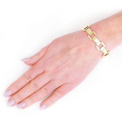 Vintage French Retro Gold Flat Link Tank Bracelet
