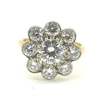 Vintage 3ct Diamond Daisy Cluster Engagement Ring
