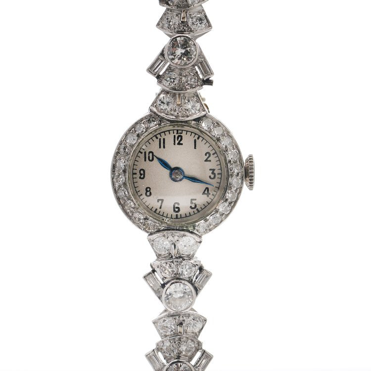 Art Deco Diamond Platinum Cocktail Watch, 3.20 carats