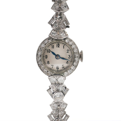Art Deco Diamond Platinum Cocktail Watch, 3.20 carats