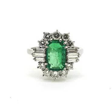Colombian Emerald and Diamond Cluster Dress Ring, 2cts Certified