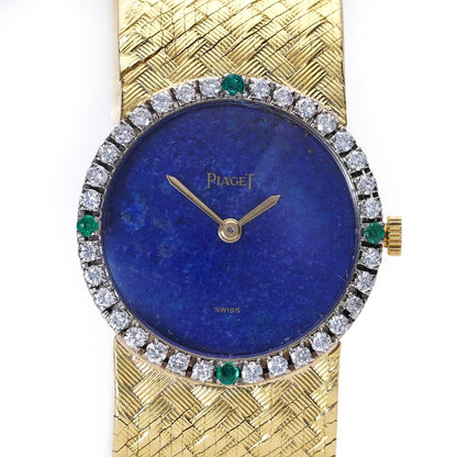 Piaget 18ct Gold Watch with Lapis Lazuli, Diamonds and Emeralds