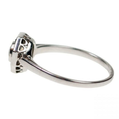 Vintage Old Mine Cut Diamond and Onyx Ring in Platinum