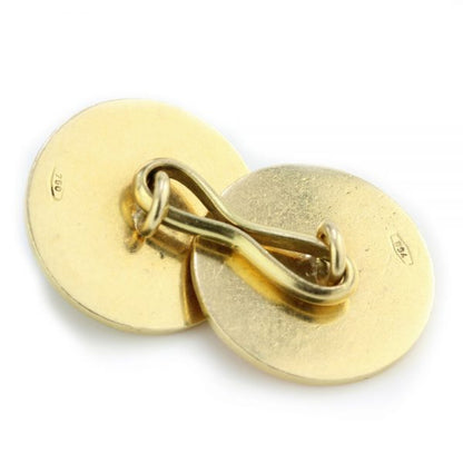 Vintage 18ct Yellow Gold Cufflinks with Crest, Circa 1950s-1960s