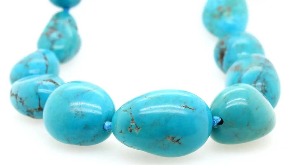 Vintage Natural Persian Turquoise Bead Necklace