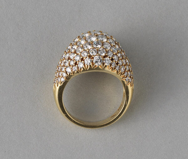 Cartier Vintage Kurt Wayne 3.5ct Diamond Bombe Ring, in 18ct yellow gold; pavé set with brilliant cut diamonds, Signed and numbered, Circa 1980