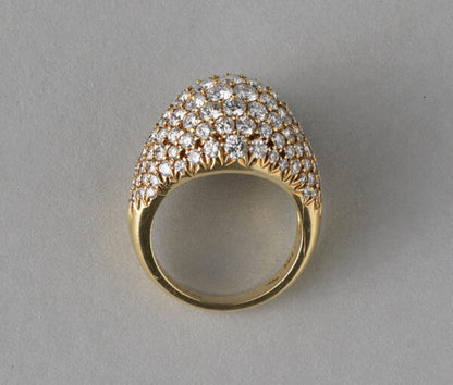 Cartier Vintage Kurt Wayne 3.5ct Diamond Bombe Ring, in 18ct yellow gold; pavé set with brilliant cut diamonds, Signed and numbered, Circa 1980