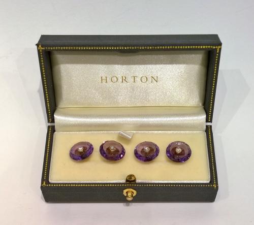 Antique Amethyst and Diamond Cufflinks, Circa 1910