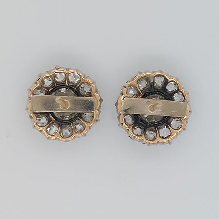 Old Cut Diamond Cluster Earrings, 2.70 carat total