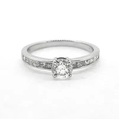0.52ct Diamond Solitaire Engagement Ring with Princess Cut Diamond Shoulders