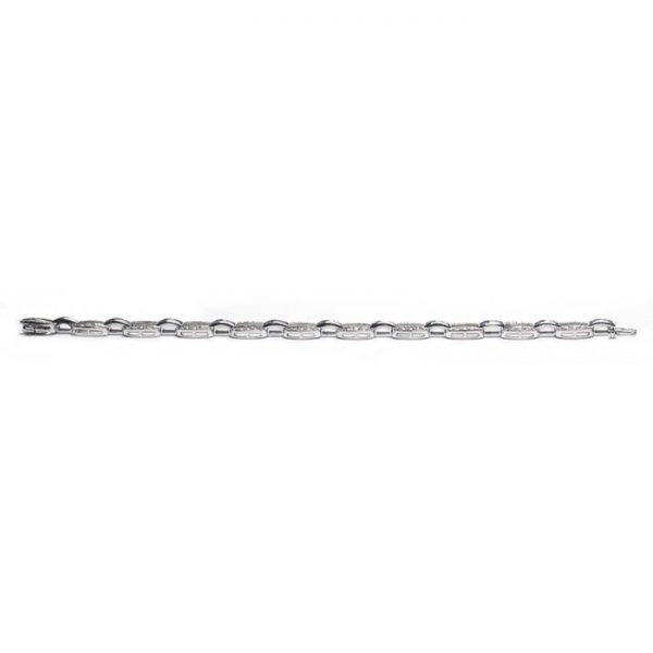 Princess Cut Sapphire and Diamond Oval Link Bracelet in Platinum, 2.99 carats