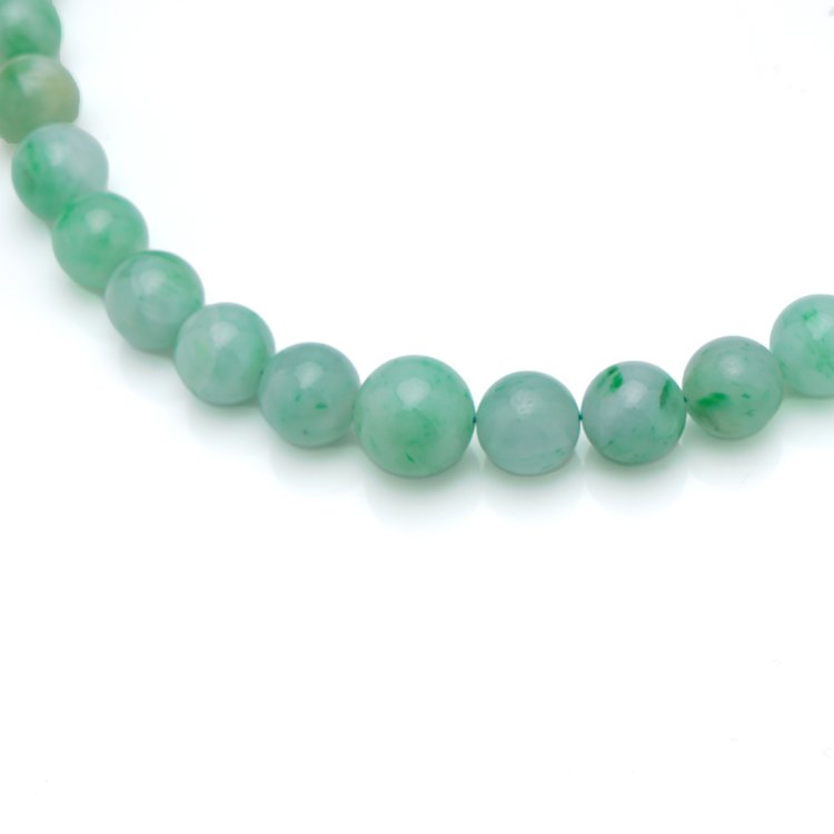 Vintage Natural A Grade Jadeite Jade Beaded Necklace with Certificate
