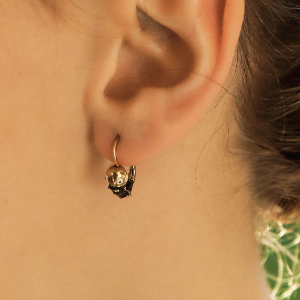 Art Nouveau Blackamoor enamel and gold hoop earrings