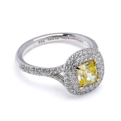 Tiffany and Co Fancy Yellow Diamond Cluster Engagement Ring