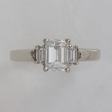 1.02ct Baguette Cut Diamond Engagement Ring with Baguette Shoulders