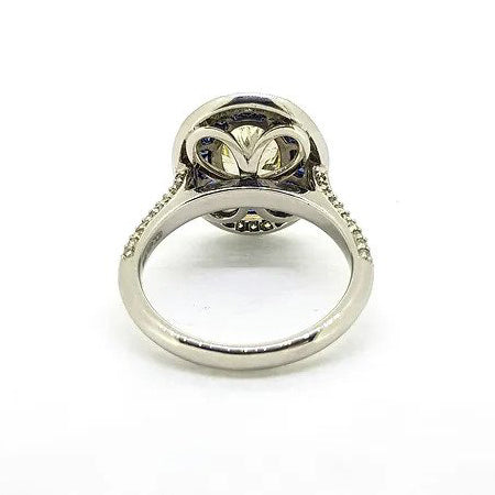 Certified 1.66ct Fancy Yellow Diamond Sapphire and White Diamond Cluster Ring