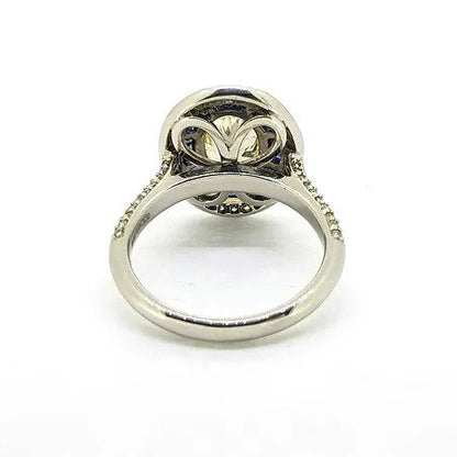 Certified 1.66ct Fancy Yellow Diamond Sapphire and White Diamond Cluster Ring