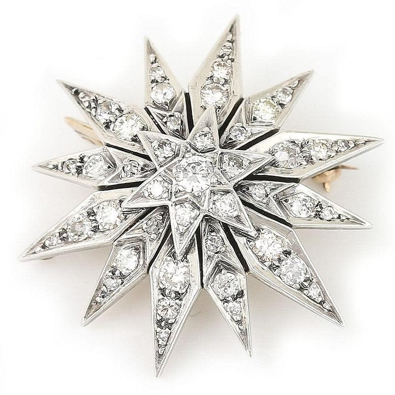 Vintage 2.3ct Diamond Star Brooch Pendant