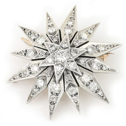 Vintage 2.3ct Diamond Star Brooch Pendant