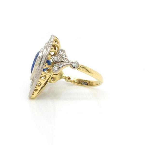 Vintage Heart Cut Sapphire and Diamond Cluster Ring, 3.31 carats