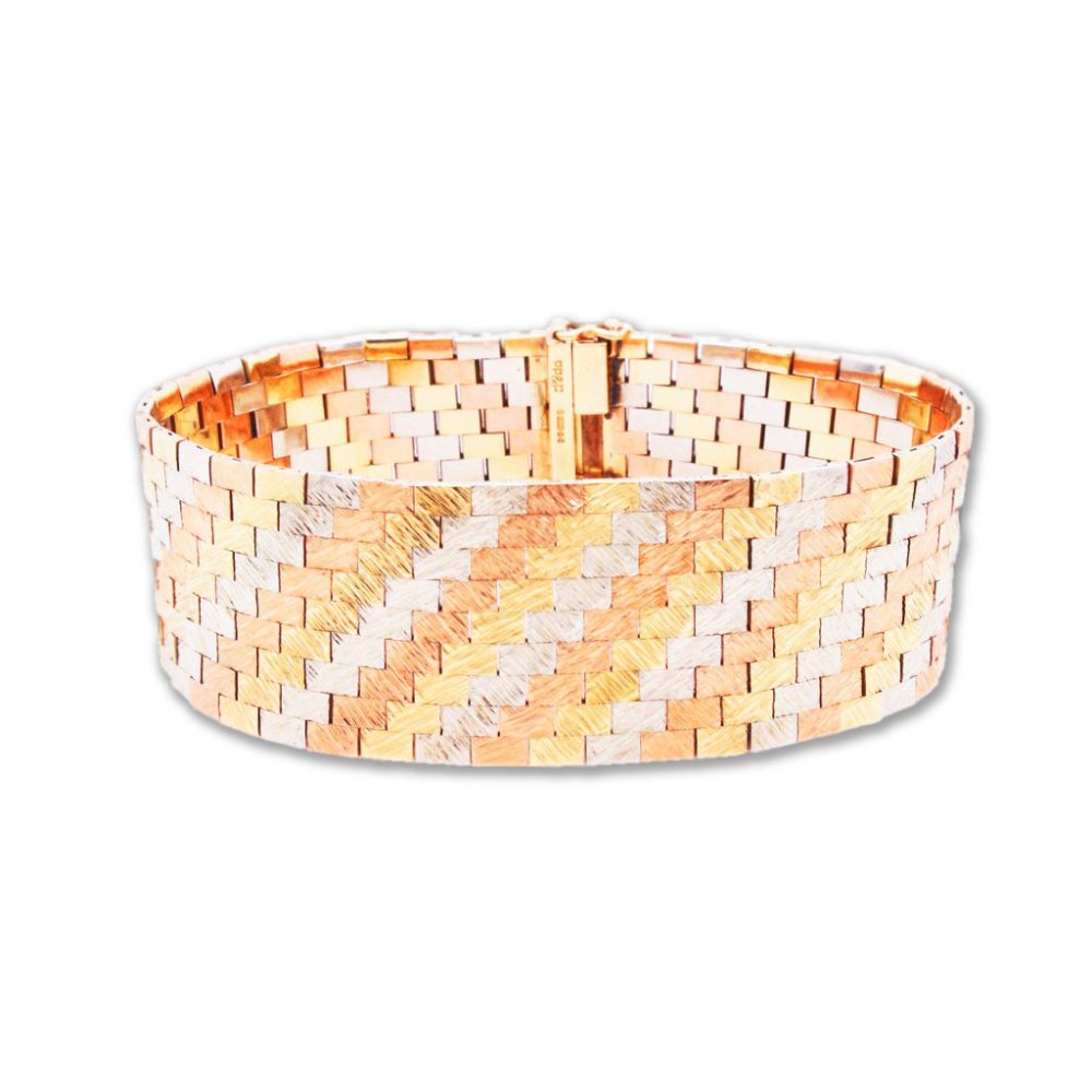 Vintage Tri-colour Gold Bracelet, Circa 1968, Made in London
